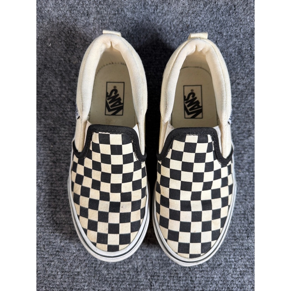 Vans Kids Classic Slip-On Checkerboard Black White Sneakers Size 1 Youth - Picture 2 of 6